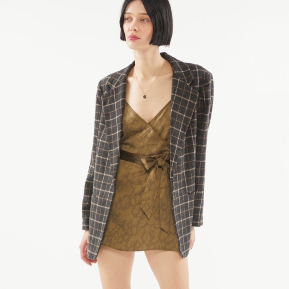 UO Riva Satin Wrap Romper